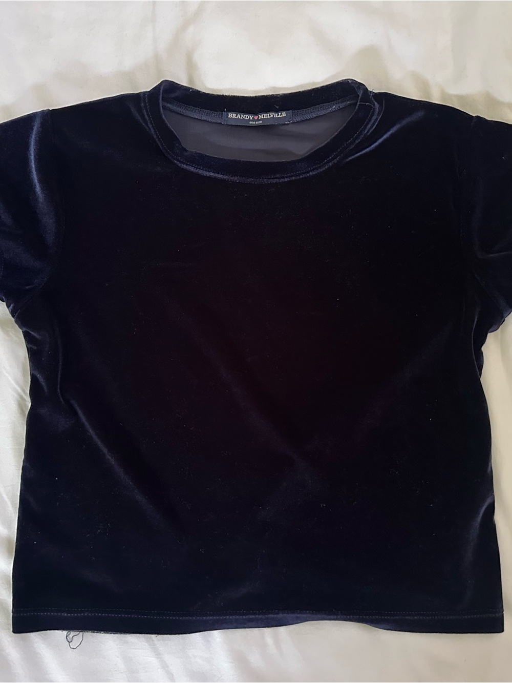 Brandy Melville Velvet Tee in Navy Black